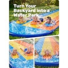 Sloosh Tobogán acuático Triple con 3 Tablas de Bodyboard, tobogán acuático de 5.5m para césped, Piscina de Verano con aspersor avanzado Integrado para niños y Adultos, diversión en el Patio Trasero - 18 - Ver 7