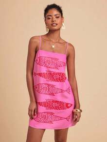Spring/Summer Vacation Sleeveless Printed Chiffon Mini Dress For Women Vacation Dress,Boho Clothes Women,New Year, Beach Wedding Guest Outfits, Elegant Graduation,Casual Outfits - 多色 5 - 查看 5