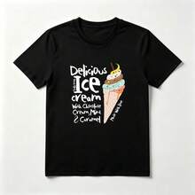 Cono de Helado Multicapa Playera de Algodón Negro Divertida Veraniega - Negro - Ver 1