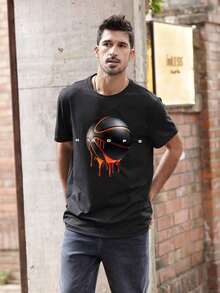 ‌ Camiseta de Manga Corta Holgada Casual Versátil con Estampado de Baloncesto Divertido, Ideal para Vacaciones, Trabajo y Uso Diario100% Cotton - Negro 2 - Ver 2