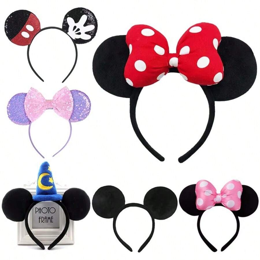 2 chiếc băng đô tai chuột Mickey của Disney, băng đô chấm bi cổ điển có nơ, băng đô hoạt hình dễ thương cho các bữa tiệc, phù hợp để đeo hàng ngày và hóa trang, đi du lịch, sinh nhật. - Nhiều màu - Xem 1