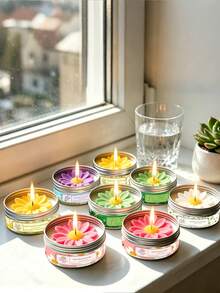 Canned Candles, Daisy Shaped Aromatherapy Candles, Home Decor Items, Small Boxes Suitable For Carrying Around, Gifts For People - Multicolor - View 3