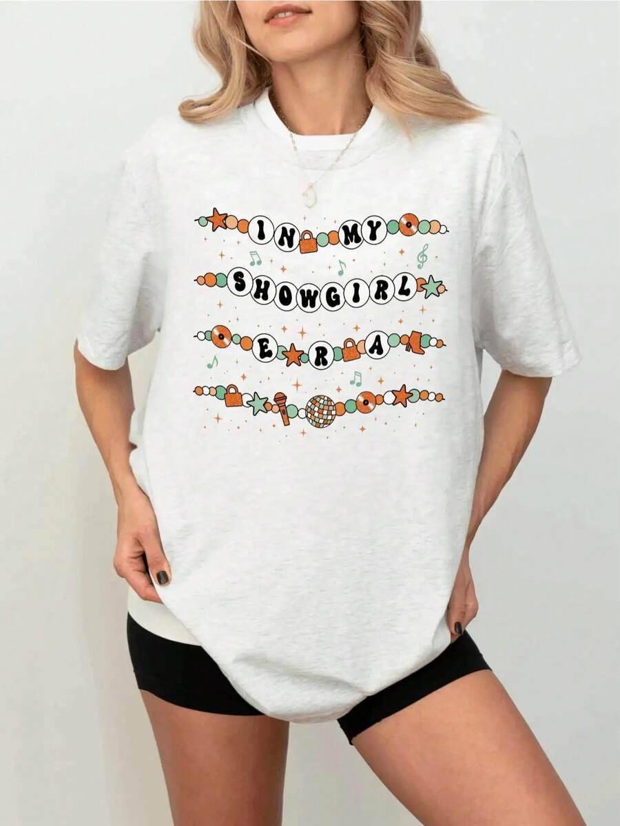 Show Girl T-Shirt With Friendship Bracelet, Show Girl Era T-Shirt, Show Girl T-Shirt, Gift For Fans Of The New Album 2025, Country Music T-Shirt - 白色 - 查看 1