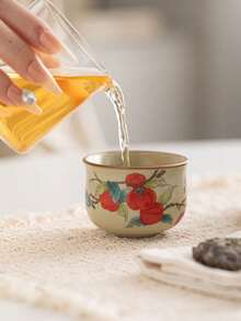 1/2/4/6件装柿子纹陶瓷茶杯，汝窑极简陶瓷杯，咖啡杯，茶杯，水杯，家用客用茶杯，功夫茶杯，品茶杯，红茶杯，浓缩咖啡杯，礼品杯 - 彩色 - 查看 4