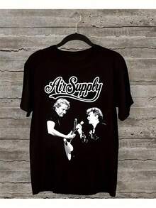 New T-Shirts For Men And Women 2026: Unisex Air Oxygen Band T-Shirt - Soft, Crew Neck, Urban Casual Style, Suitable For Fans, Features An Iconic Band Print, Washable For Daily Use And Vintage Style (Unisex, Versatile), Ideal For House Parties And Travel. - 黑色 - 查看 1