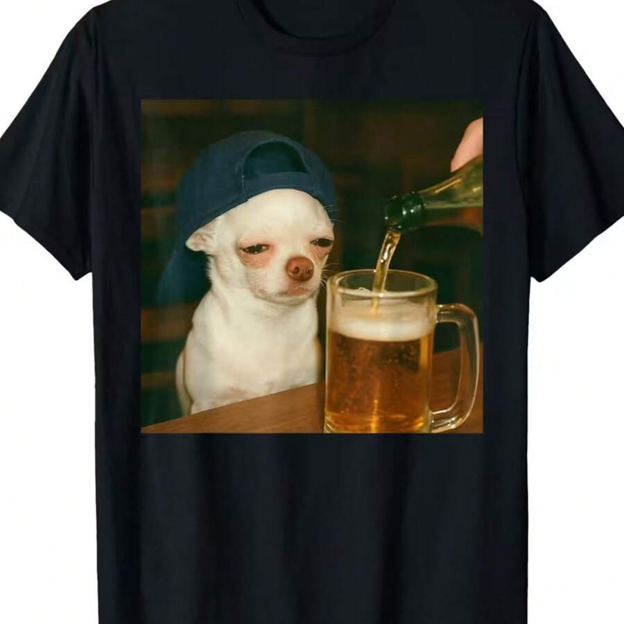 Camiseta estampada, algodón puro, cuello redondo, camisa de moda neutral, creativa, blusa casual de verano para hombres y mujeres, camiseta suave y cómoda, - Negro - Ver 1