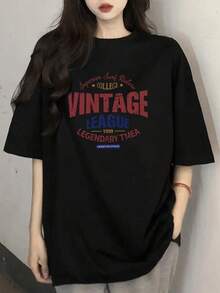 New 2026 Camisetas Para Mujer,Camisetas para parejas Camiseta Y2K Vintage League Legendaria 1990 Diseño Exclusivo Estilo Único Hecha para Destacar Tu Personalidad Moda Retro  Actuales Prenda Básica Ideal para Tu Guardarropa Talla Única Cómoda y Versátil Perfecta para Cualquier Ocasión - Negro - Ver 6
