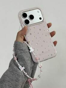 ANNACASE Soft Girl Style Light Pink Star Hanging Chain Phone Case Compatible With IPhone 17 Pro Max, Apple 17 New 15 Pro, Soft 16 Pro Max Shockproof Protective Cover For 14, 16 - Pink - View 15