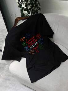 Women's T-Shirt "I Wouldn't Trade You For Anything" - Autism Awareness Clothing For Mothers, Casual Round Neck T-Shirt, Suitable For Summer, Daily Wear, Going To Work And For Holiday Outfits - Machine Washable, Specially Designed For Mothers Of Children With Autism. - 黑色 - 查看 1
