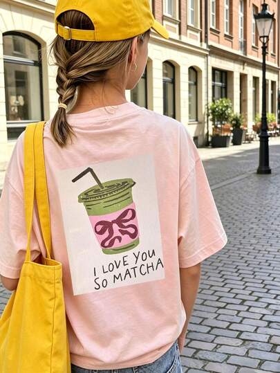 1pc Tween Girl Printed Short Sleeve T-Shirt, Student Youth Clothing, Summer Gift For Kids