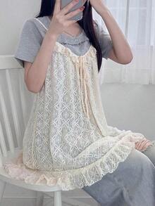 Camiseta de tirantes de unicolor y estilo minimalista para mujer - Beis 2 - Ver 6