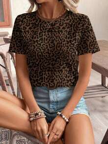 Camiseta de manga corta holgada con cuello redondo, estilo asimétrico a rayas, minimalista y casual, para mujer.Versátil y adecuada para primavera/verano y temporada deportiva - Multicolor 5 - Ver 6