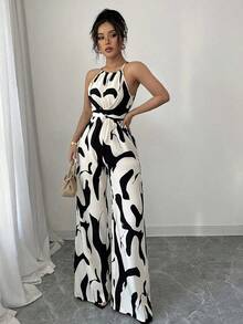 Mono de tela estampada con envolvente frontal para mujer, diseño que define la cintura para usar en ocasiones elegantes, ya sea de fiesta o diario - Multicolor 2 - Ver 3