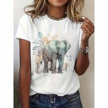 Camiseta de manga corta casual 100% para mujer - Camiseta de manga corta con cuello redondo estampado a la moda, tejido transpirable lavable a máquina, cómoda, fácil y elegante para uso diario en verano. Regalo perfecto. Corte holgado. Envío local - Blanco - Ver 8
