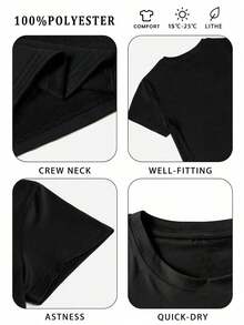 Vestido Camiseta de Manga Corta con Cuello Redondo y Estampado Gráfico de Gato para Amantes de la Música, Estilo Casual Minimalista para Mujer, Negro, Verano - Negro - Ver 4