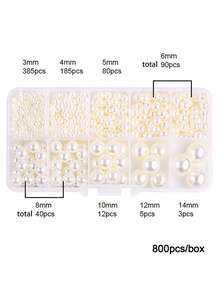 1 Box Fashion Round Beads, 4/6/8/10mm ABS Faux Pearl, DIY Handcraft Set, Suitable For Making Bracelets, Pearl Necklaces And Other Accessories, Crafts And Decorations - Multicolor - View 14