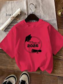 Camiseta de manga corta para la temporada de graduación de 2026 - Rojo - Ver 5