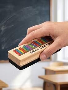 1pc Customizable Teacher Name Chalkboard Eraser, Personalized Text Cartoon Teaching Board Eraser, Classroom And Office Essential Cleaning Supplies, Teacher Daily Work Supplies, Back To School Season Classroom Must-Haves - Model 2 - View 6