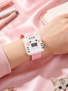 2Pcs/Set Cute Rabbit Analog & Cat Digital Watch Set For Kids, No Box, Perfect For Back To School, Children's Day, Vacation & Daily Holiday Wear - Multicolor - View 4