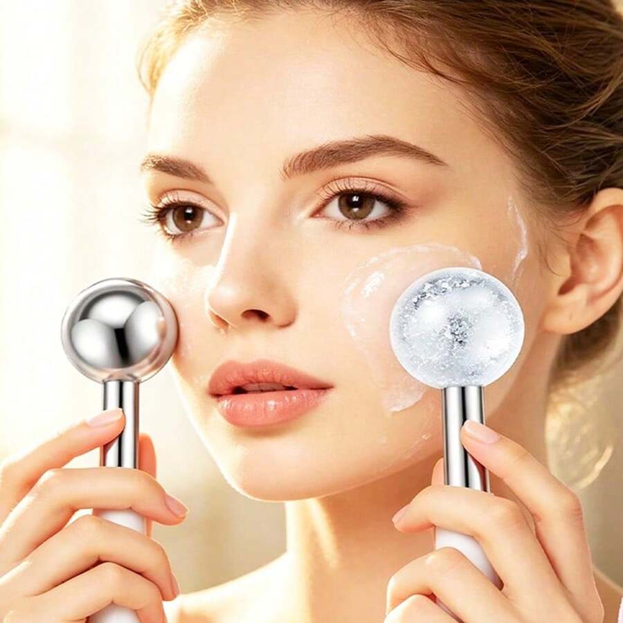 Stainless Steel Facial Ice Globes, 2pcs Cooling Face Massage Roller, Skin Care Ice Globes For Puffiness, Dark Circles, Wrinkles Relief - 2 chiếc - Xem 1