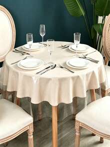 Soft Glass PVC Round Tablecloth Waterproof, Anti-Oil, Anti-Scalding, Wash-Free Round Table, Transparent Table Mat, Desktop, Household Tablecloth - Multicolor - View 1
