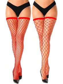 2 Pairs Thigh High Fishnet Stockings Sparkly Fishnet Tights Women, Fishnets Stockings - 黑色 - 查看 4
