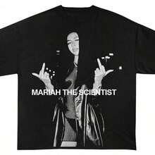 1 Piece Funny Retro 90s Rapper Cat Print T-Shirt, Round Neck, Short Sleeve, Women's Cotton, Summer, 180g, 100% Cotton. - Black 11 - View 1