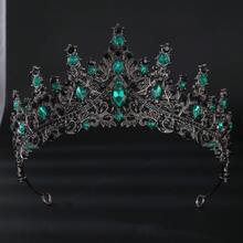 1件哥德風黑色皇冠，復古暗黑美學黑綠水鑽皇冠，萬聖節頭飾，Coronas，Tiara - 黑綠 - 查看 2