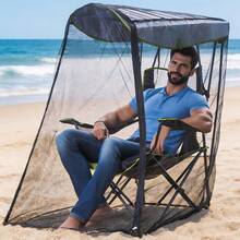 1 pieza Silla de camping y pesca al aire libre con red antimosquitos, red a prueba de insectos con apertura con cremallera, adecuada para pesca, camping, playa, suministros antivectoriales al aire libre, con bolsa de almacenamiento de diseño compacto, silla de camping portátil con red antimosquitos, red de sombra transpirable, red antimosquitos para gazebo moderno, regalo ideal para entusiastas del camping y la pesca - Multicolor - Ver 8
