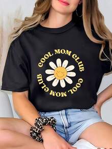 Women's "Cool Mom Club" T-Shirt, T-Shirt For Mom, Mother's Day Gift, Clothes For Mom, Retro T-Shirt For Mom, Gift For Mom, "Mom" T-Shirt. - 黑色 - 查看 1