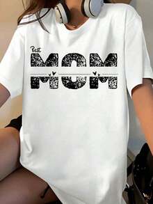 Camiseta Personalizada "La Mejor Mamá del Mundo" para Madre con Nombres de Niños Emma y Liam, Regalo Personalizado para el Día de la Madre, Ropa Casual para Mujer [Adecuada para Ocasiones de Ocio y Deportivas] Playera Holgada para Mujer - Blanco - Ver 7