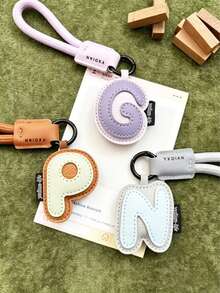 26 Letter Options Keychain - Letter Accessories Designed For English Names, Backpack Charm Accessories, Student Decoration, Portable Cute PU Leather Keychain, Suitable As Valentine's Day Gift Or Unisex Keychain Accessory - Letter - View 7