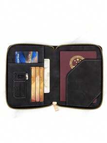Zippered Passport Holder With ID And Credit Card Slots, Portable Foldable Storage Bag, Travel Essential Document Organizer, Fashion Design, Suitable For All Seasons, Travel Essential Accessory, Lightweight And Waterproof, Perfect For Airplane, Vacation, Summer Travel. - Multicolor - View 5