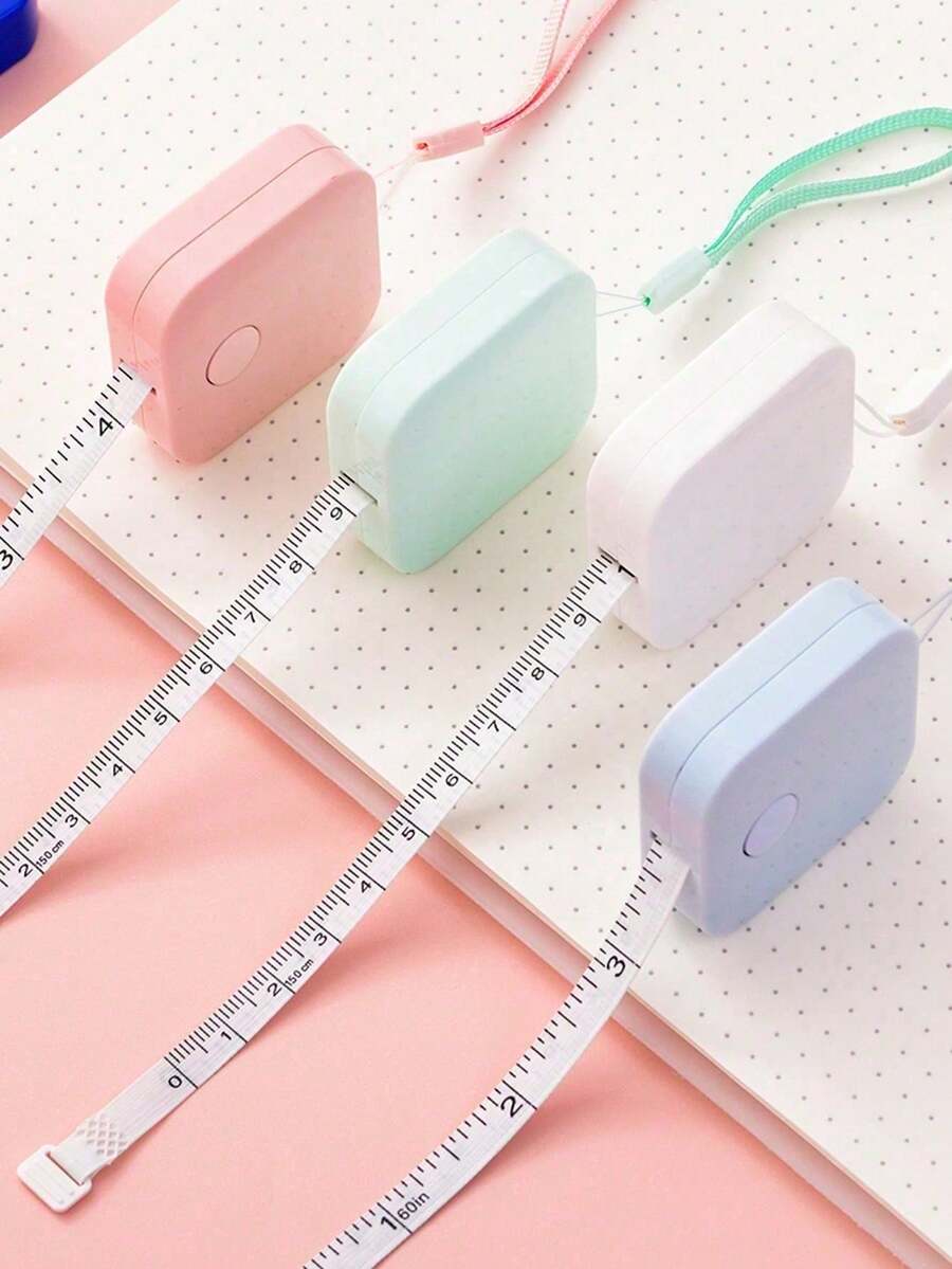 1pc Mini Retractable Tape Measure, Suitable For Body Measurement, Sewing, Handicrafts, Color: Blue, Compact And Portable - Multicolor - View 1