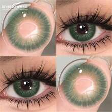 EYESHARE EYESJARE 1 對新款棕色眼影色隱形眼鏡 高品質藍灰色綠色隱形眼鏡 適合婚禮情人節禮物 6 個月拋棄式 14.2mm 適合日常約會與節日活動 - COACHELLA綠 - 查看 9
