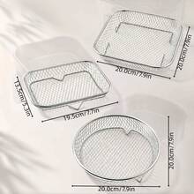 3 piezas Rejilla de acero inoxidable 304 para freidora de aire, accesorios multifuncionales para cesta de freidora, rejilla de acero inoxidable apilable, adecuada para hornear y asar, rejilla deshidratadora de acero inoxidable, cesta de drenaje, rejilla de filtro, cesta de freidora de alimentos, accesorios de cocina - plata - Ver 10
