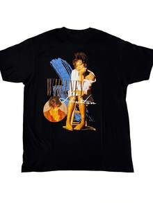 Vintage Whitney T-Shirt, Clothing For Music Lovers, Teens And Young Adults, Printed T-Shirt, Suitable For Daily Exercise, Unisex Casual Style, Soft And Breathable 220G Material, Machine Washable Unisex T-Shirt, Suitable For House Parties And Travel. - 黑色 - 查看 1