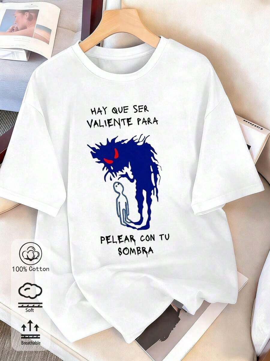 NewSummerCasual Women's 100% Cotton T-Shirt With An Eye-Catching Design, Ideal For Spring/Summer And For A Sporty/Casual Style Year-Round. Stylish, Soft, And Breathable, White With Short Sleeves, Available In Plus Sizes. - Vintage Street Style Unisex Loose Cotton Short Sleeve Crew Neck T-Shirt - 白色 11 - 查看 1