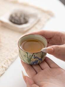 1/2/4/6pcs Bamboo Pattern Ceramic Tea Cups, Household Guest Tea Cups, Master Cups, Kung Fu Tea Cups, Black Tea Cups, Tea Tasting Cups, Espresso Cups, Party Afternoon Tea Cups, Coffee Cups, Gift Mugs - Multicolor - View 5