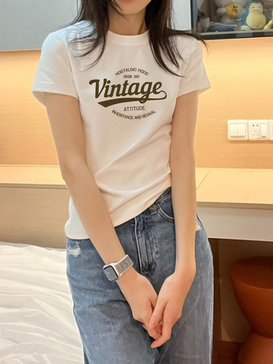 Women's Short-Sleeved T-Shirt, Casual And Versatile, Made From A Comfortable Fabric, Suitable For Any Occasion And An Ideal Garment For Spring, Summer, And Autumn. Looks Like A Winner GHJ5 - 白色 - 查看 1