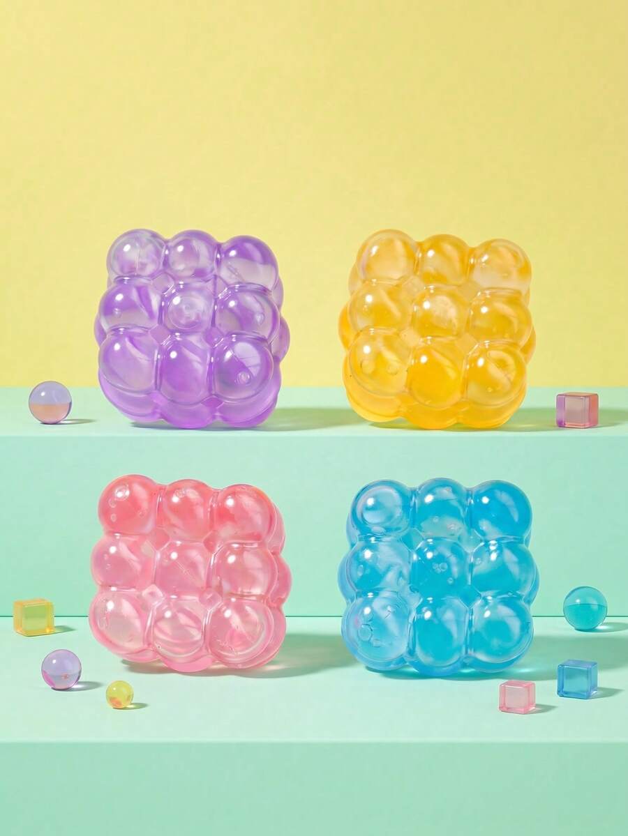 Cube Malt Sugar Slow Rebound Soft Squishy Decor, Super Soft Transparent Jelly Squeeze Decor, Colorful Fashion Relaxation Accessory, Emotional Comfort Hand Toy Decor, Suitable For Teenagers And Adults, Perfect For Office Desk And Daily Relaxation Decoration - Multicolor - View 1