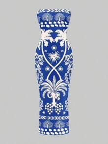Vestido ajustado con estampado floral retro y estilo bohemio casual para mujeres, adecuado para vacaciones de verano - Multicolor 11 - Ver 4