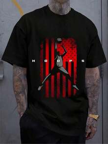 ‌ Camiseta de Manga Corta Holgada Casual Versátil con Estampado de Baloncesto Divertido, Ideal para Vacaciones, Trabajo y Uso Diario100% Cotton - Negro 7 - Ver 3