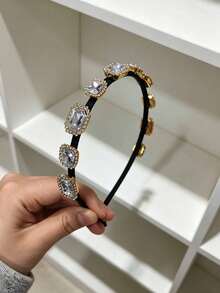 1 pieza Diadema elegante y brillante de plástico ABS con strass, accesorio para el cabello versátil y encantador para niñas, adecuado para todas las estaciones - Multicolor - Ver 14