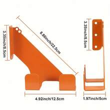 1pc Heavy-Duty Metal Chainsaw Wall Mount Rack, Easy Install Garage Storage Shelf For Chainsaw Series, Orange Powder-Coated Finish, Industrial Style, Secure Tool Organizer With Multiple Hooks, Chainsaw Accessories - Orange - View 5