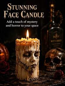 3D Creepy Stitched Face Silicone Mold, Halloween Melting Zombie Candle Making Tool, Non-Stick Mold For Soy Wax Candles And Resin Crafts, Easy Demold, Reusable - Mold - View 4
