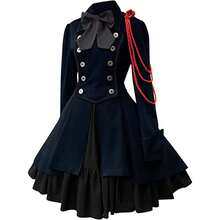 Stage Dance Wear - Women's Dress With Bow and Ruffles [Dark Blue] - View 1