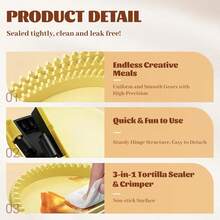 3-In-1 Tortilla Press, Removable 15.2–20.3–25.4cm , Quesadilla Maker, Sealer, Empanada Press, Yellow & Black - Default - View 5