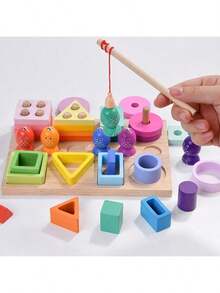 Montessori Toys For 3 Year Olds Boys Girls - Infant Toddler Wooden Sorting Stacking Toys, Educational Shape Color Sorter, Preschool Children Gift - Multicolor - View 9
