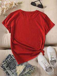 Soft, One-Piece Summer Outfit For Plus-Size Women, Featuring A Comforting And Healing Print Of The American Cardinal And Cherry Blossom In Commemoration Of The Motto "Cardinals Appear When Loved Ones Are Near," A Mother's Day Gift, Plus-Size Blouse For Women, Summer Clothes For Women, Elegant Blouses For Women. - 紅色 - 查看 2